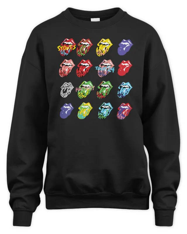 New The Rolling Stones Merch Hackney Diamonds Tour Multi-Tongue Sweatshirt