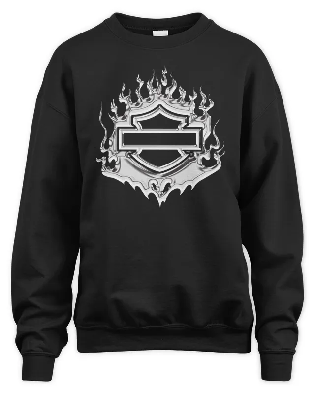 New Post Malone Merch Post Malone X H-D Flaming Bar & Shield Sweatshirt