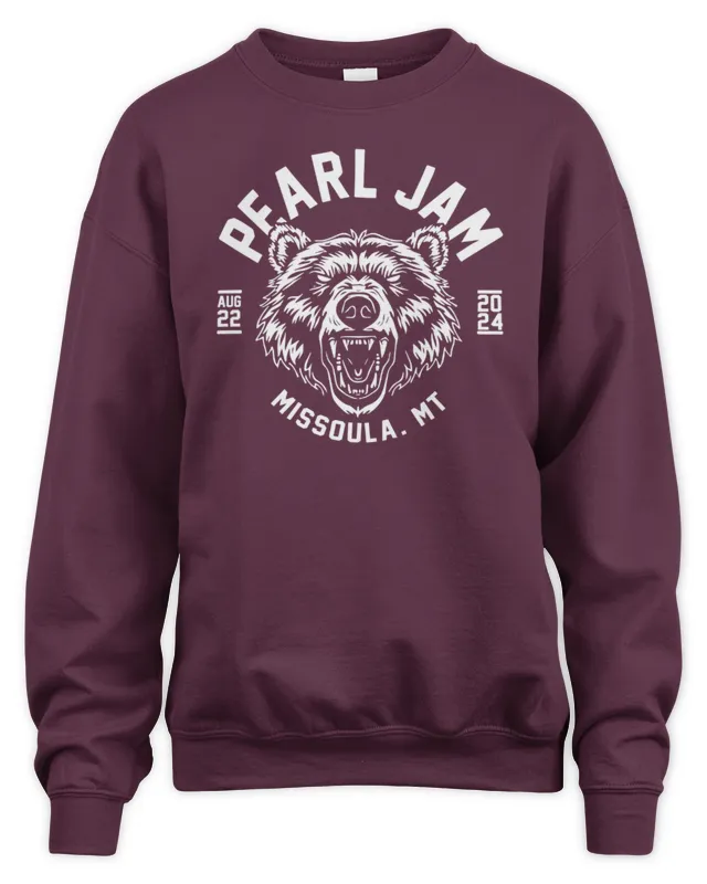 Pearl Jam Missoula Merch Tour Grizzly Sweatshirt