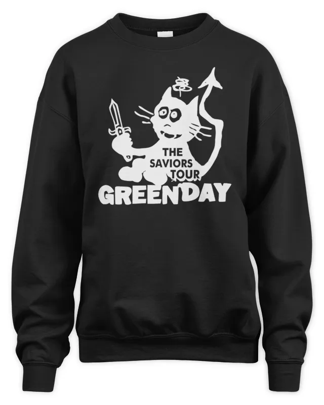 Green Day Tour Merch Cat and Sword Sweatshirt