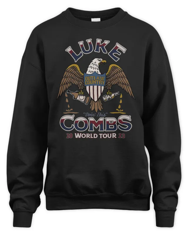 New Luke Combs Merch Eagle World Tour Sweatshirt