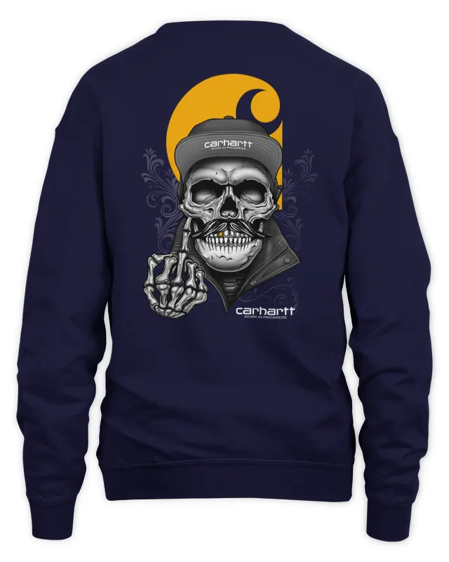 New Carhartt Work In Progress Skull Navy Sweatshirt