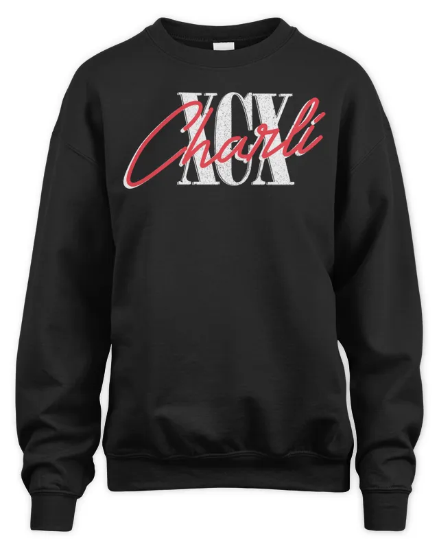 New Charli Xcx Merch Puff Logo Black Sweatshirt