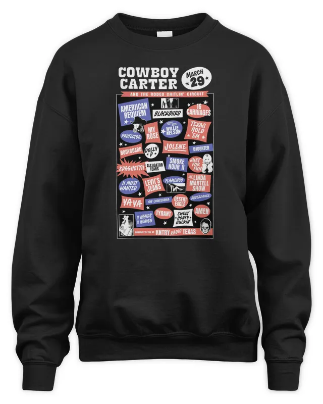 Beyonce Merch March 29 Cowboy Carter Black Sweatshirt