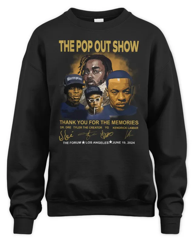 New The Pop Out Show Thank You For The Memories Dr. Dre, Tyler The Creator, YG, Kendrick Lamars Sweatshirt