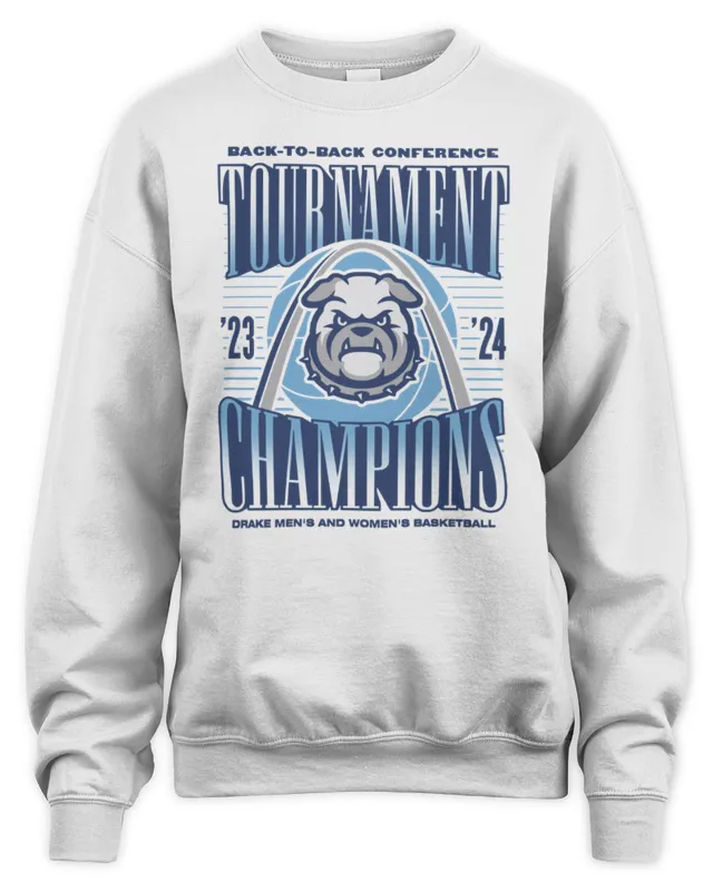 New Drake Men’s and Women’s Basketball – Champs Logo White Sweatshirt