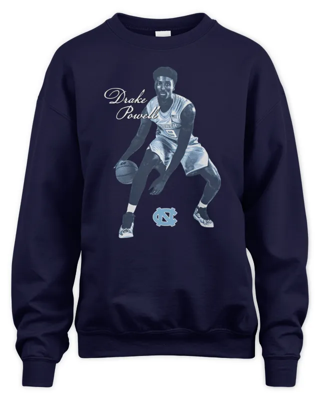 New Drake Powell Portrait Navy North Carolina Tar Heels Sweatshirt