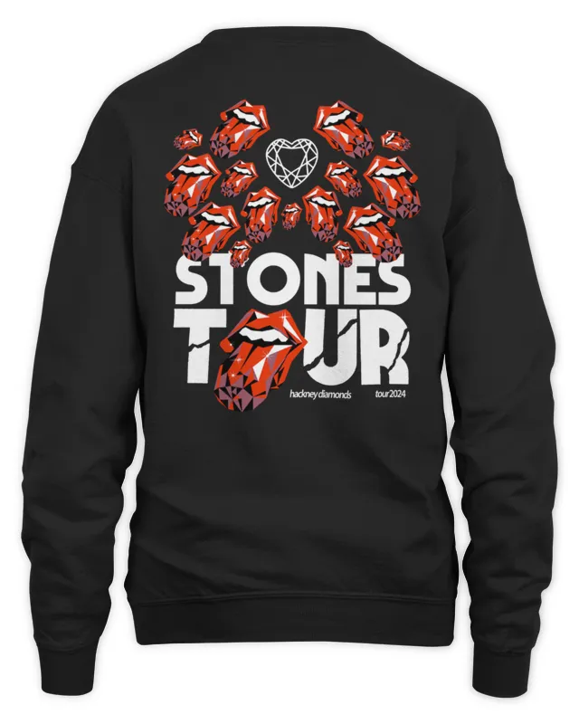 New New Rolling Stones Merch Hackney Diamond Tongues Tour Sweatshirt