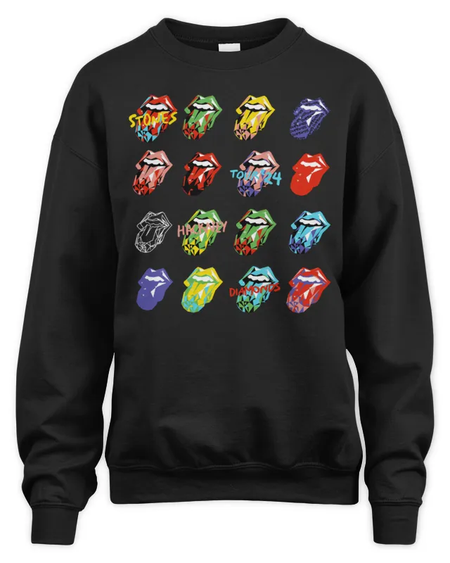 New New Rolling Stones Merch Hackney Diamonds Tour Diamond Tongues Sweatshirt