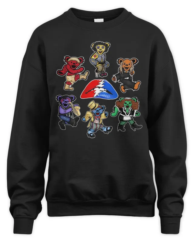 New Grateful Dead Merch Dancing Bears Lips Style Sweatshirt
