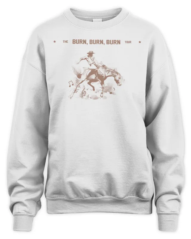 Zach Bryan Merch Bucking Broncos Tour White Sweatshirt