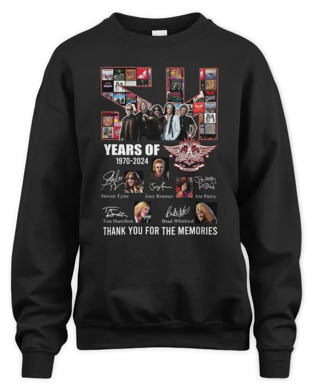 54 Years Of 1970- Aerosmith Band Thank You For The Memories Signatures Sweatshirt