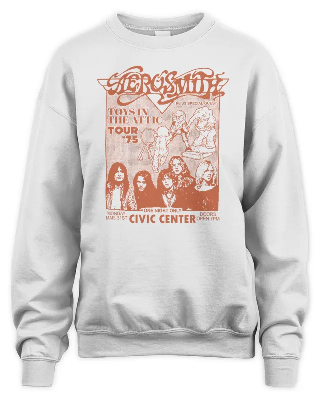 Aerosmith Merch Toys In The Attic Tour '75 One Night Only Civic Center Sweatshirt