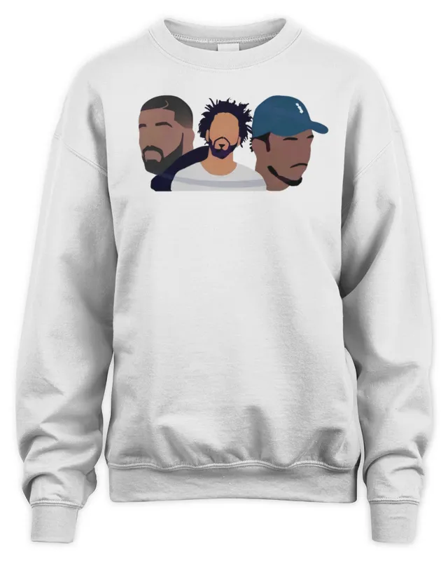 Drake J Cole Kendrick Rapper Art White Sweatshirt