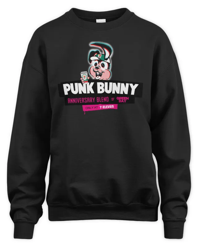 Punk Bunny Coffee Anniversary Blend Green Day 7-Eleven Merch Sweatshirt
