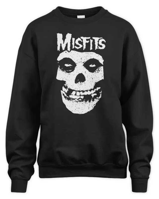 New Official Misfits Logo Outline Skull Black Sweatshirt