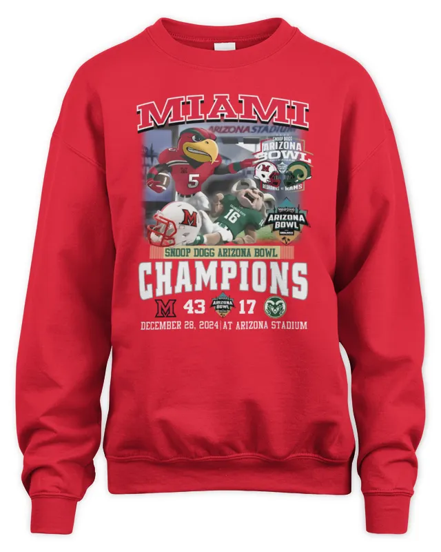 New Miami Seahawks Snoop Dogg Arozona Bowl Champions 2025 Red Sweatshirt