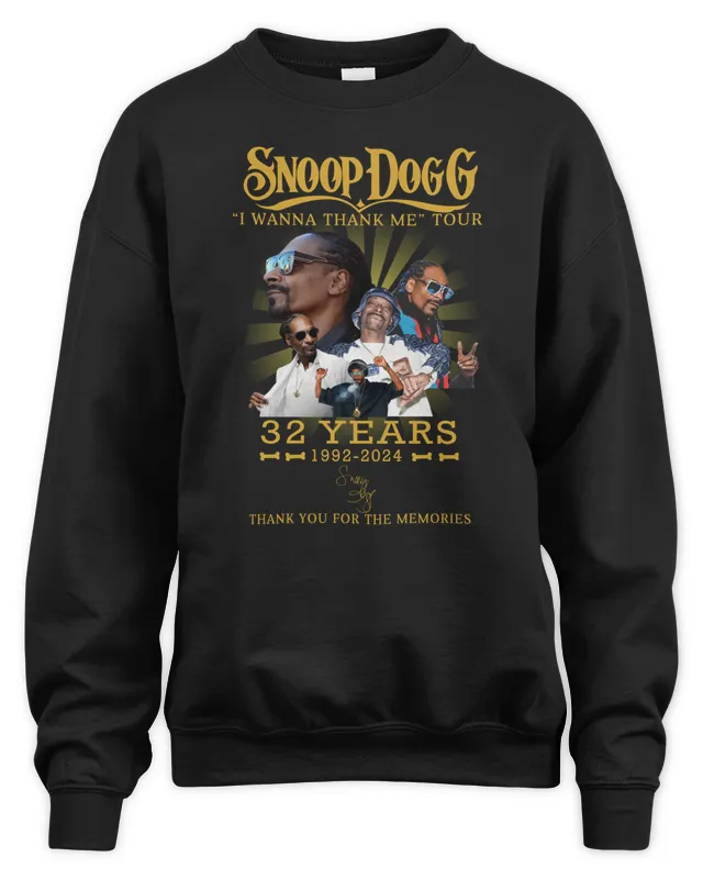 New Snoop Dogg I Wanna Thank Me Tour 32 Years 1992- Thank You For The Memories Black Sweatshirt