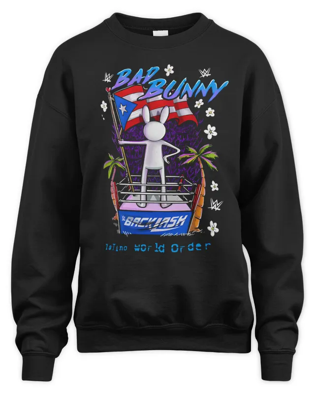 New Official Bad Bunny Puerto Rico Latino World Order Backlash Sweatshirt