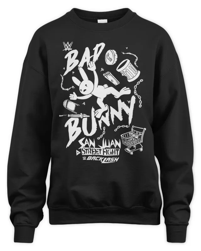New Wwe Shop Bad Bunny Splash Black Sweatshirt