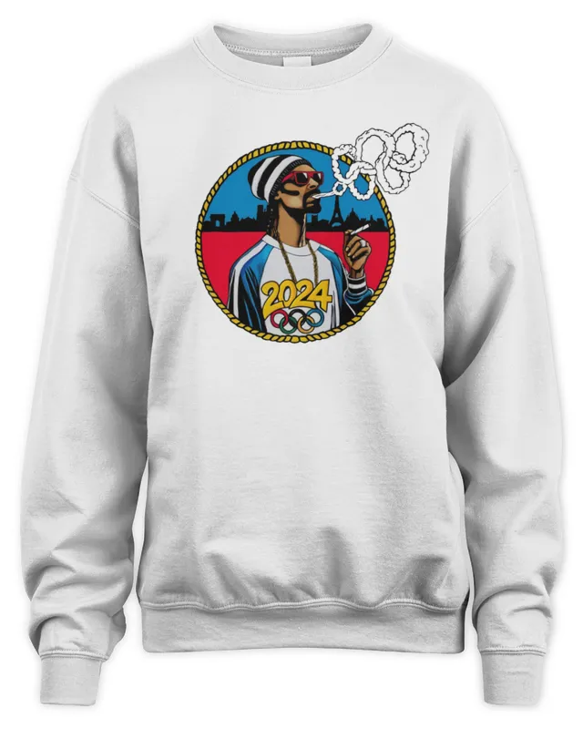 New Snoop Dogg Smoking Olympics Paris White Sweatshirt