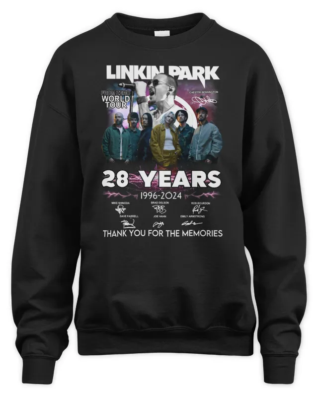 Official Linkin Park 28 Years 1996- Signature Thank You For The Memories Sweatshirt