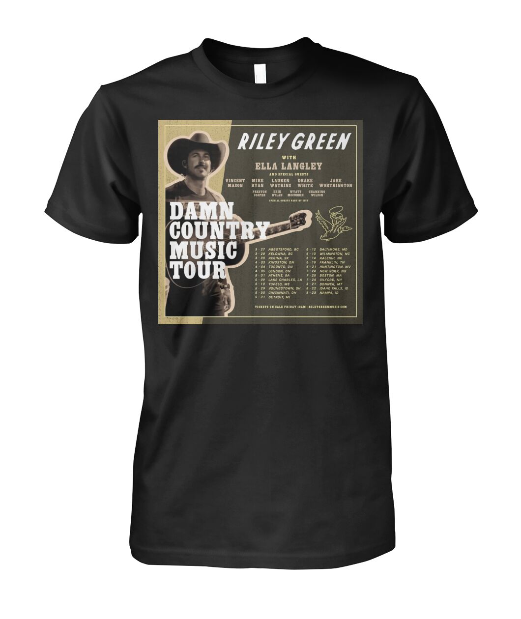 New Riley Green Damn Country Music Tour 2025 T Shirt