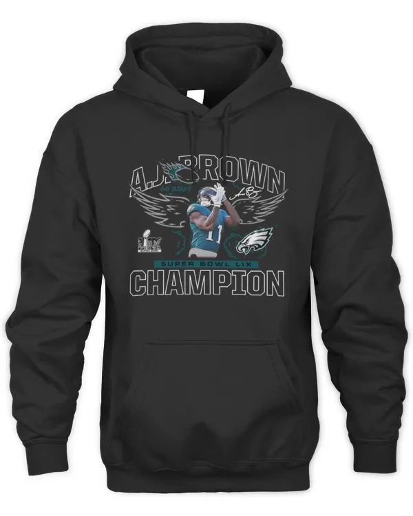 New Eagles Championship Merch A.J. Brown Super Bowl LIX Champions Hoodie
