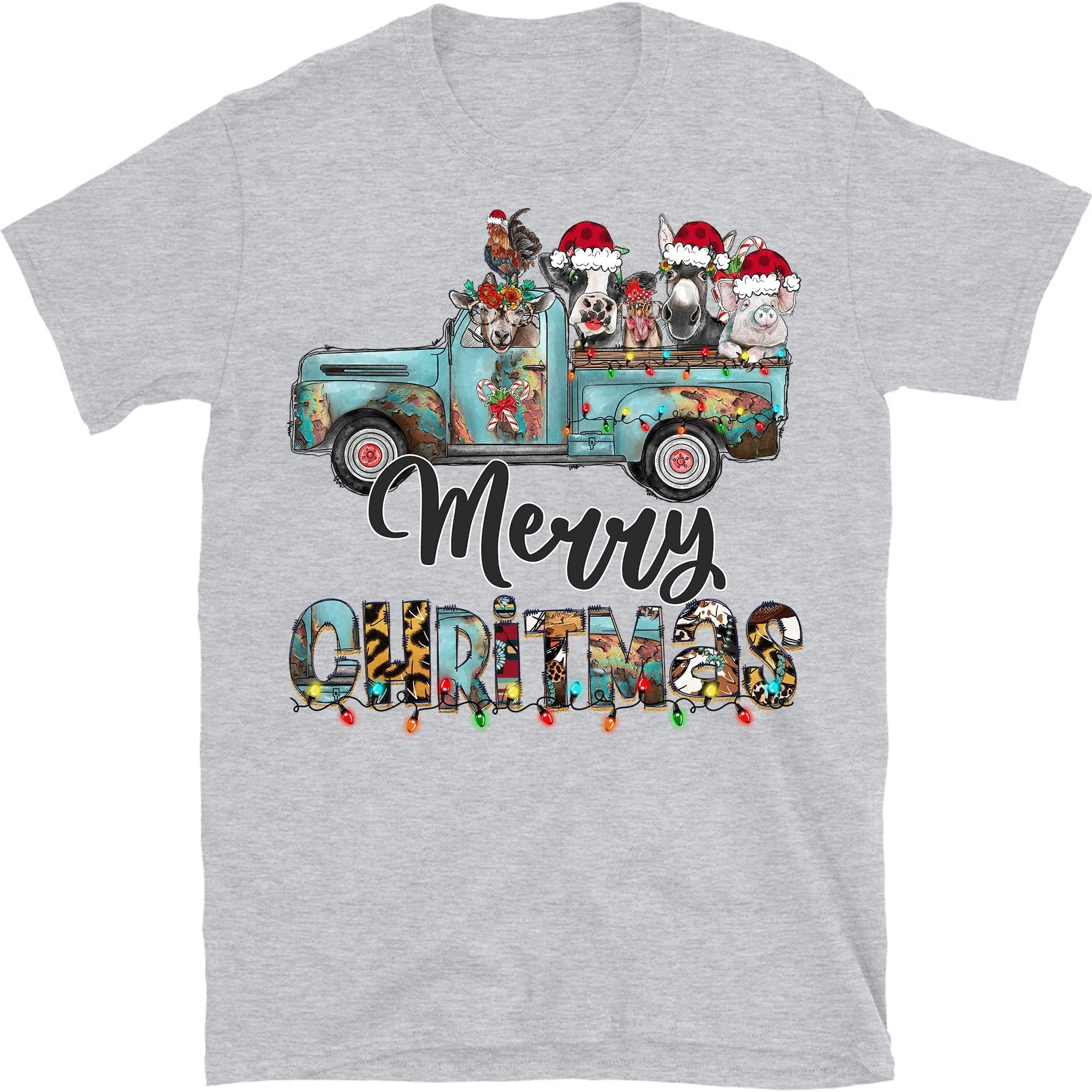 Farm Animals Christmas Shirt, Merry Christmas Heifers Tee, Christmas Cow T-Shirt, Highland Cow Farmer - Sport Grey 4X-Large