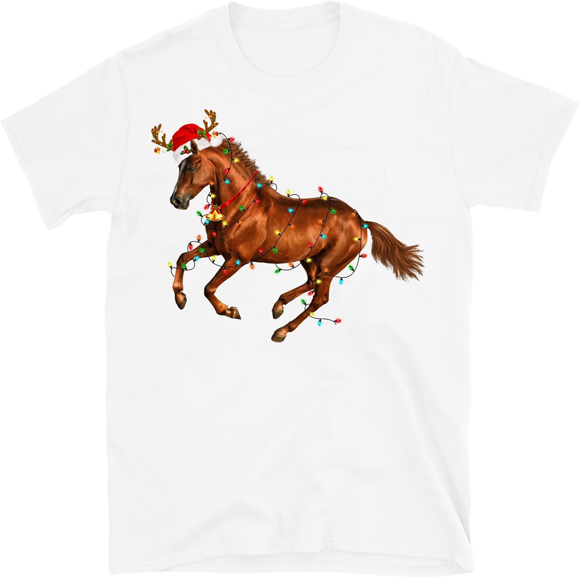 Christmas Horse Lights Shirt, Funny Christmas for Horse Lover Shirt - White Small