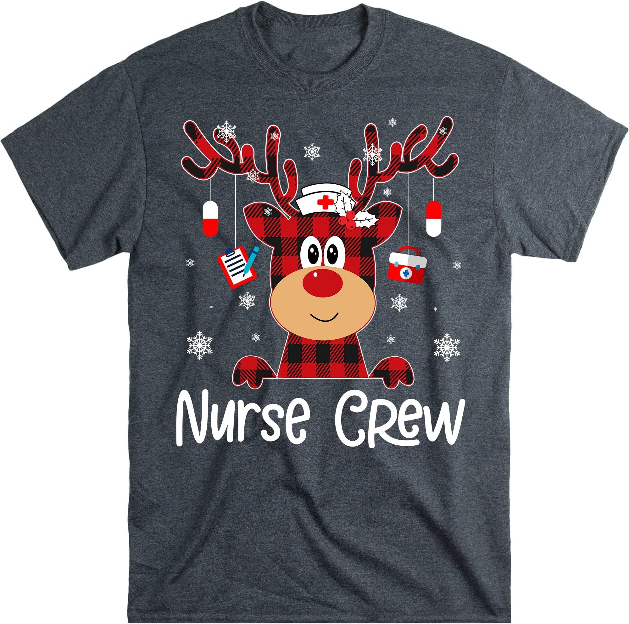 Christmas Nurse Crew Shirt for Women Men Tee Christmas T-Shirt - Dark Heather Medium
