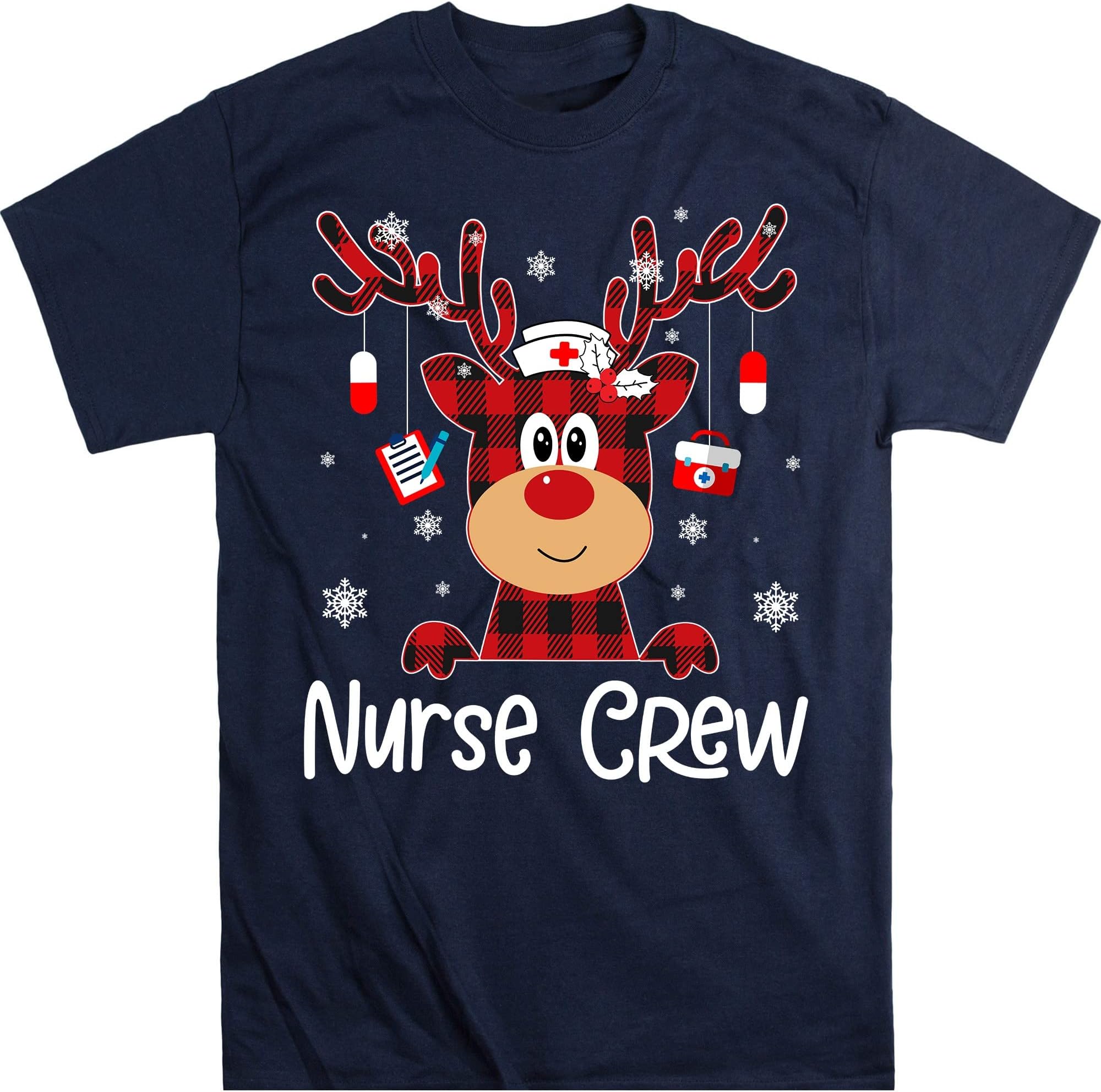 Christmas Nurse Crew Shirt for Women Men Tee Christmas T-Shirt - Navy Small