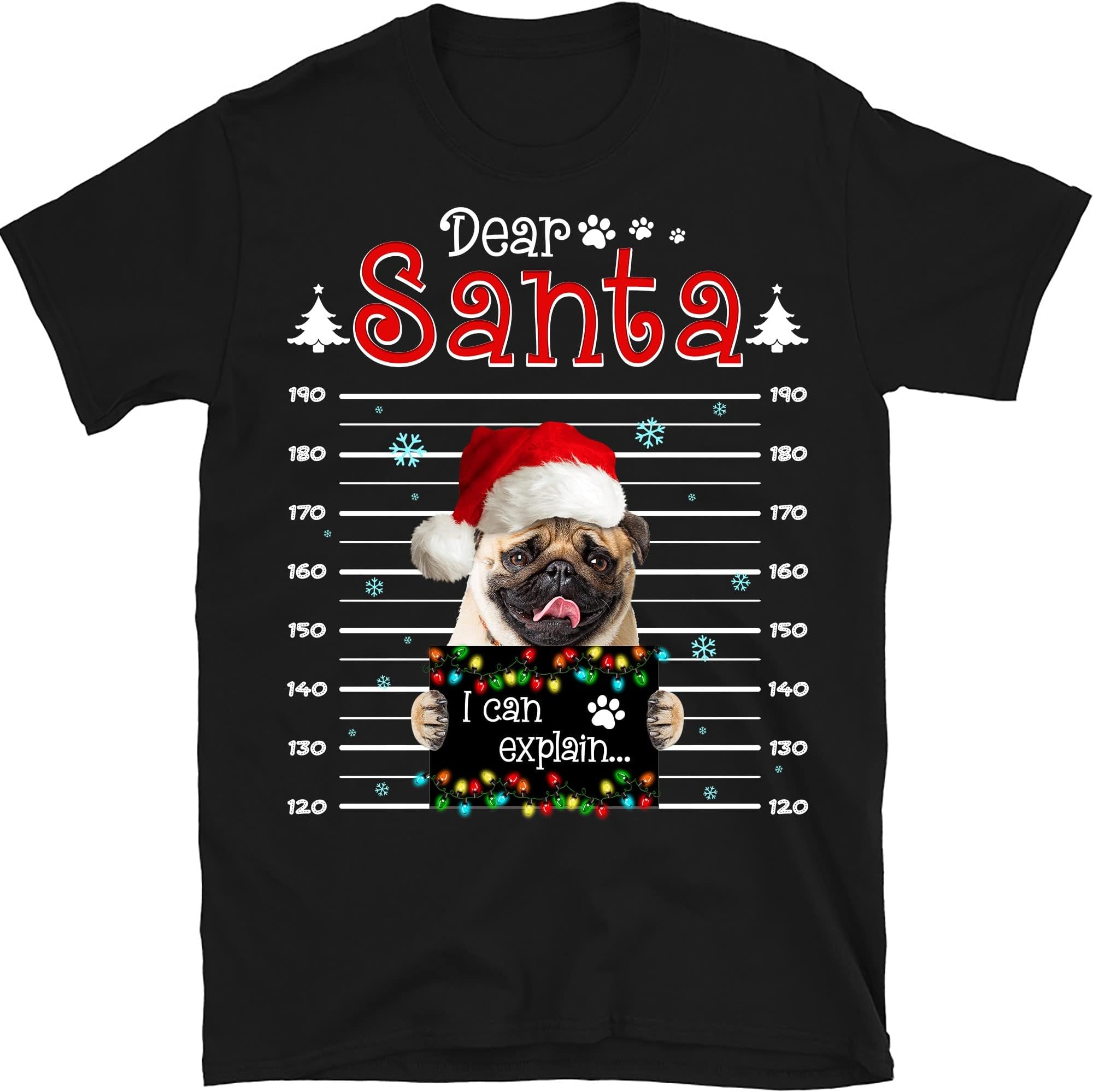 Dear Santa I Can Explain, Custom Dog Photo Shirt, Christmas Dog Shirt, Funny Dog Lover Shirt Multicolored