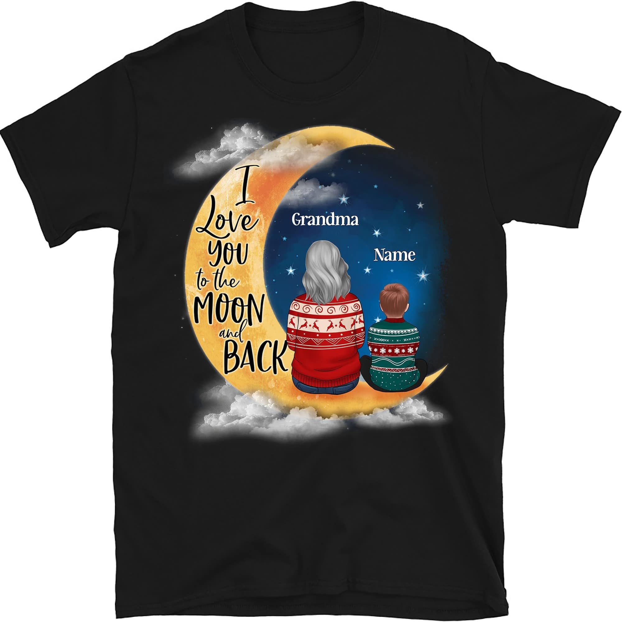 Custom Christmas Grandma Grandkids Shirt, Grandma Christmas Shirt, Personalized Nana Kids Shirt Multicolored