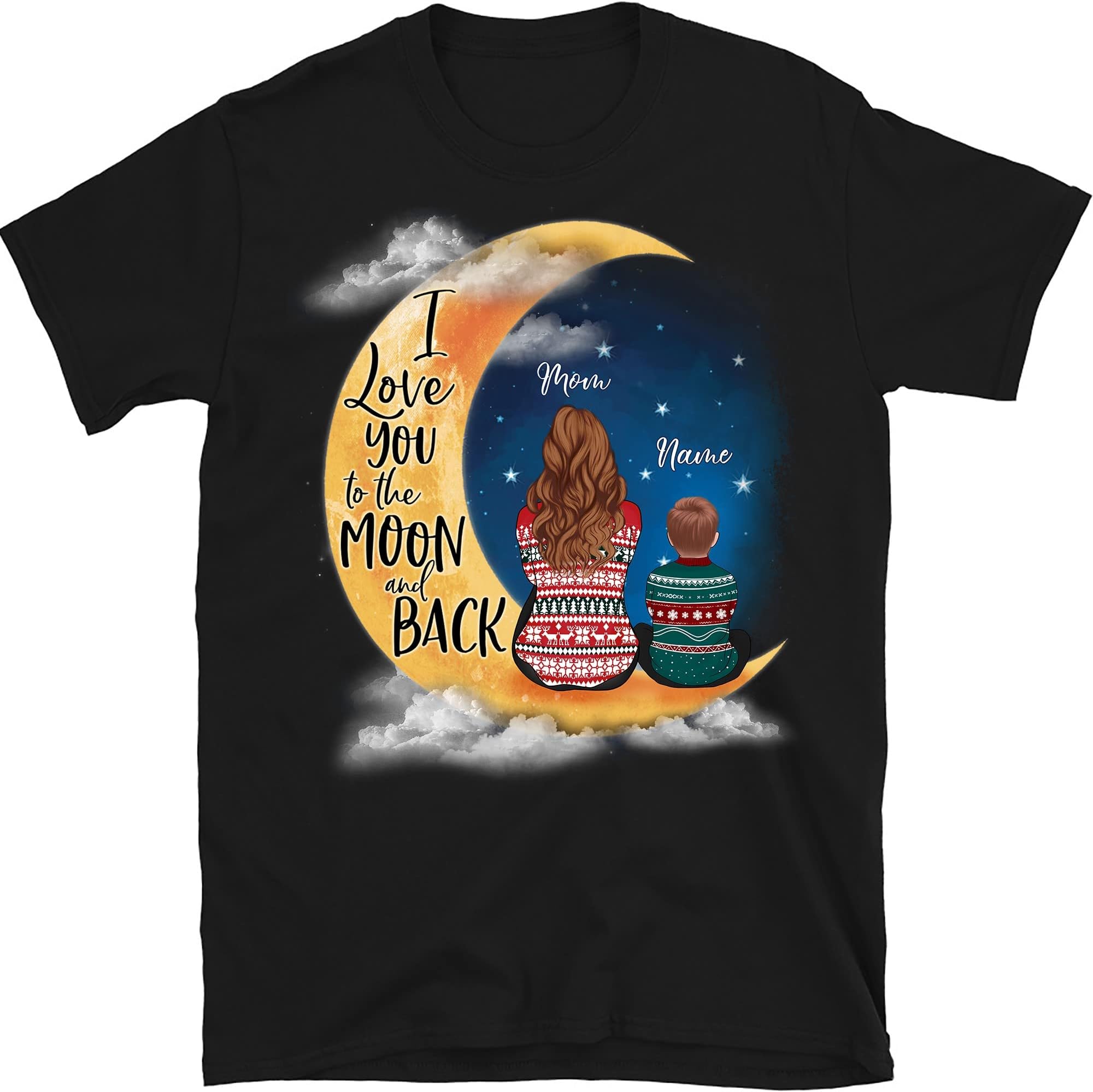 Custom Christmas Mom Daughter Son Shirt, Mother Christmas Shirt, Personalized Mommy Kids Shirt Multicolored