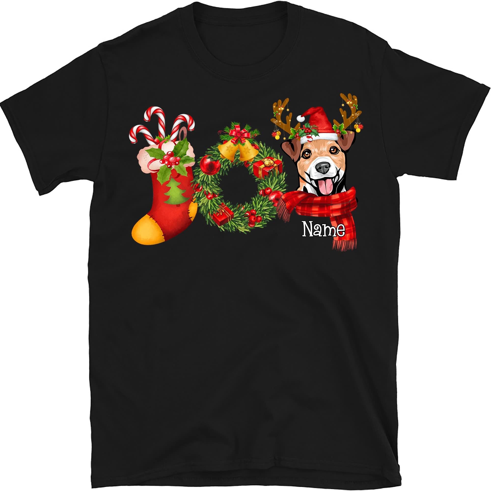 Custom Dog Christmas Shirt, Joy Christmas Shirt, Personalized Dog Shirt, Dog Lovers Shirt Multicolored