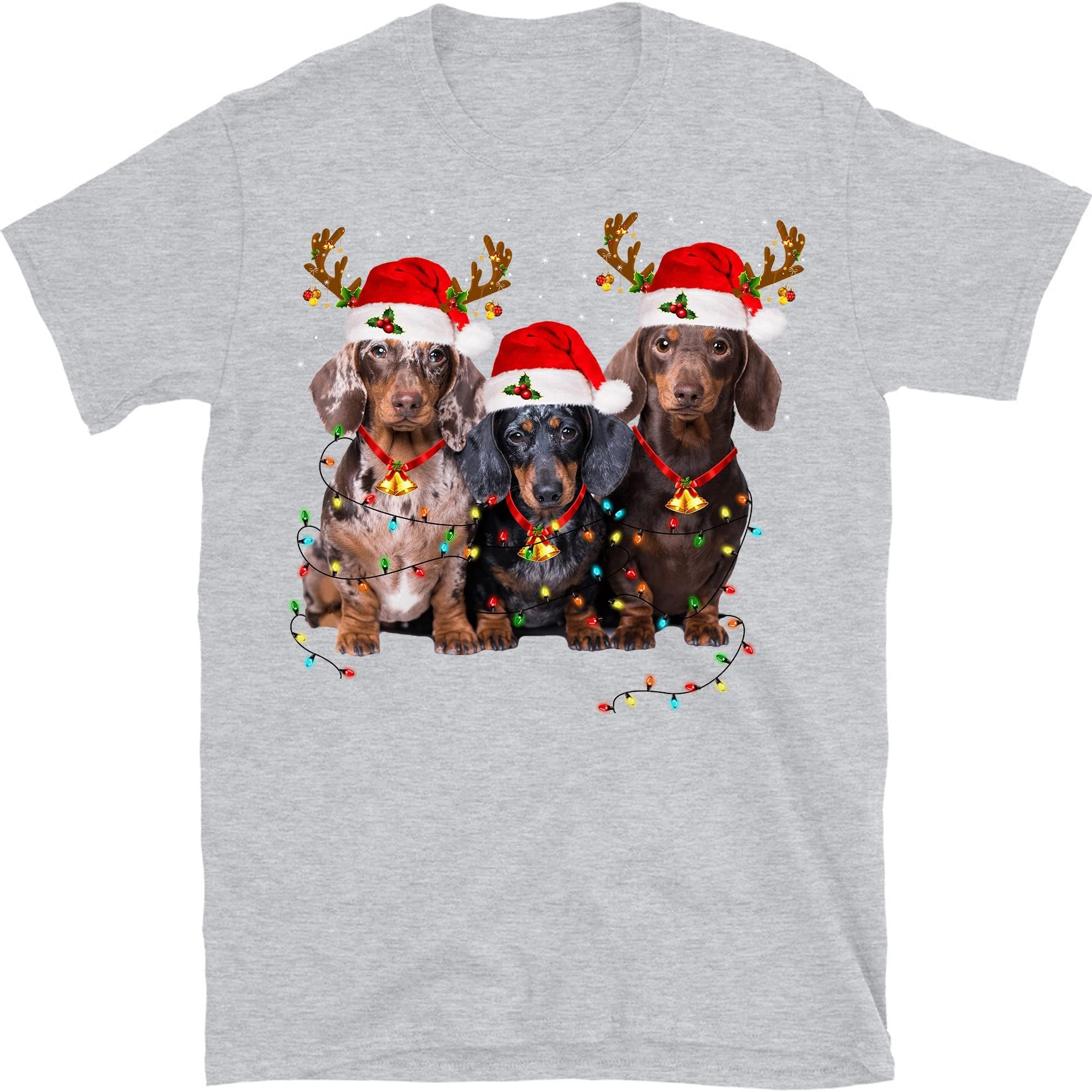Dachshund Christmas Unisex Shirt, Dog Lover, Dachshund Mom Gift, Funny Dog T Shirt - Sport Grey Large