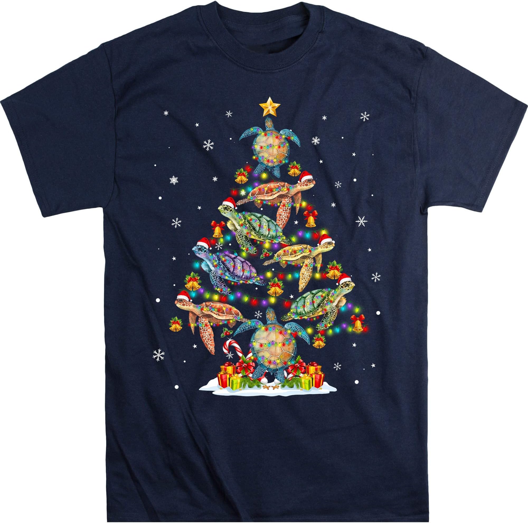 Turtle Christmas Tree Turtle Shirt, Cute Turtle Gift, Sea Turtle Art, Vacation Shirt, Turtle Gifts, Sea Turtles - Navy X-Large