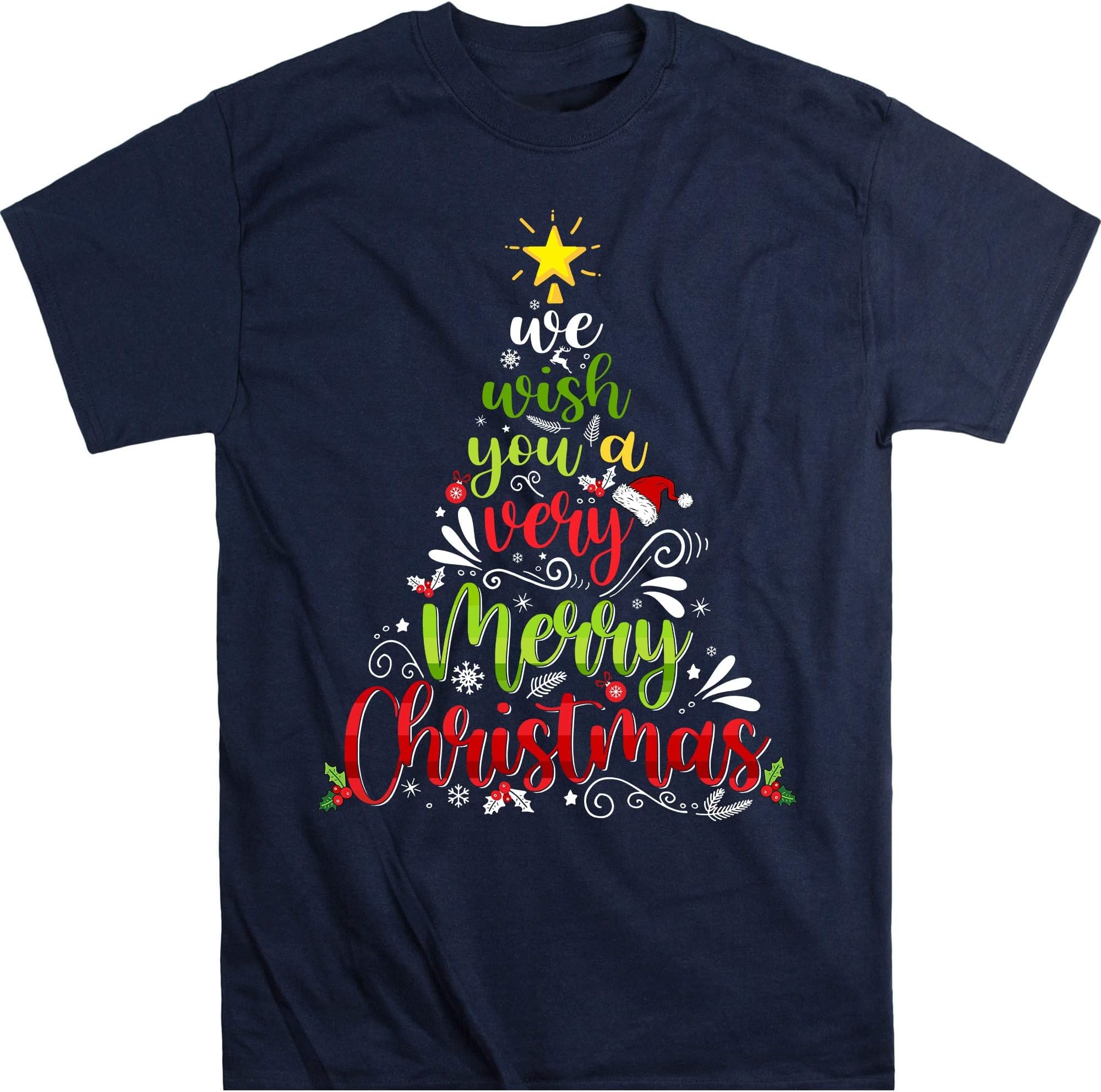 We Wish You a Merry Christmas Shirt, Christmas Shirt, Merry Christmas Shirt, Holiday Shirts, Funny Christmas Shirt - Navy Medium