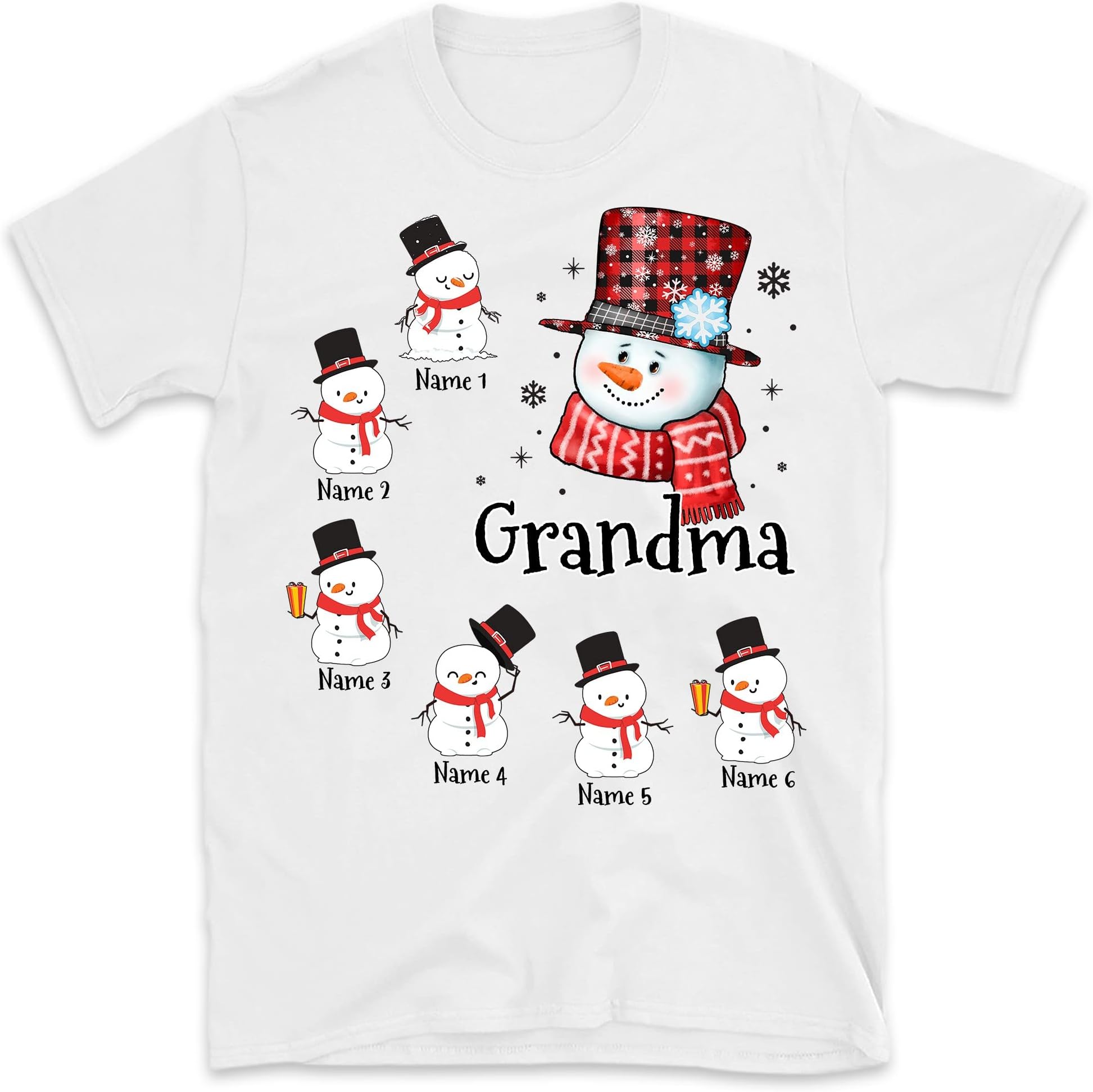 Happiness is Being a Nana Shirt, Christmas Grandma Shirt, Personalized Nana Shirt Custom Grandma with Grandkids Name Multicolored
