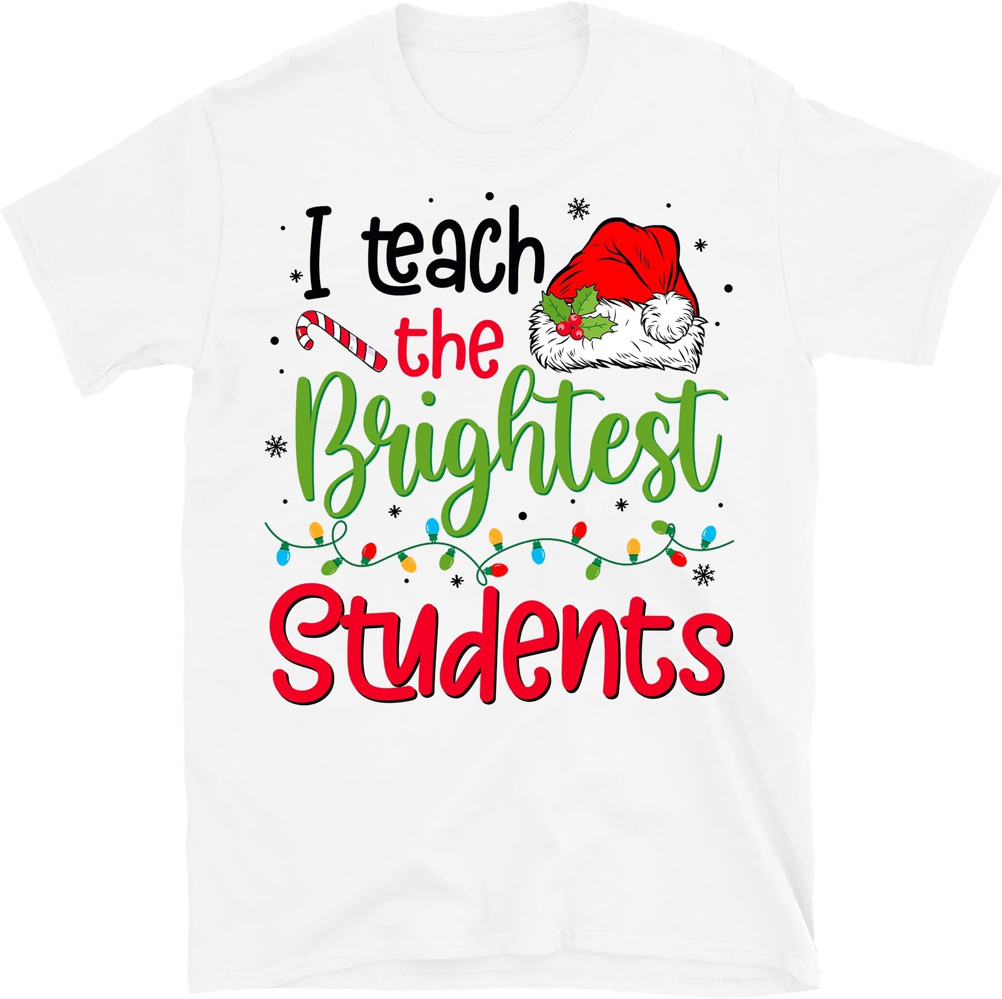 TEEDIYTeacher Christmas Shirt, I Teach The Brightest Students, Funny Christmas Teacher Shirt, Teacher Holiday Shirt - White XX-Large