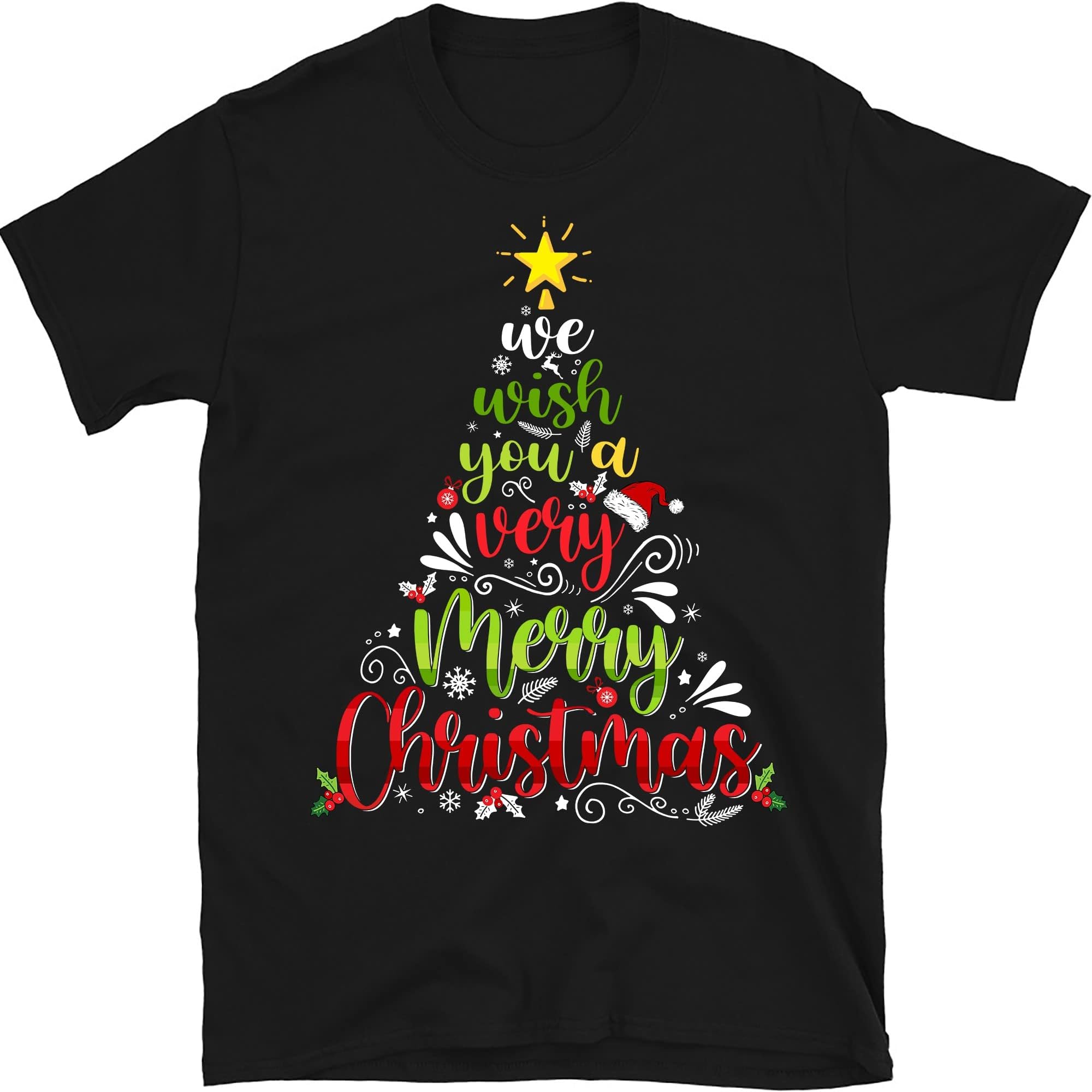 TEEDIYWe Wish You a Merry Christmas Shirt, Christmas Shirt, Merry Christmas Shirt, Holiday Shirts, Funny Christmas Shirt - Black XX-Large
