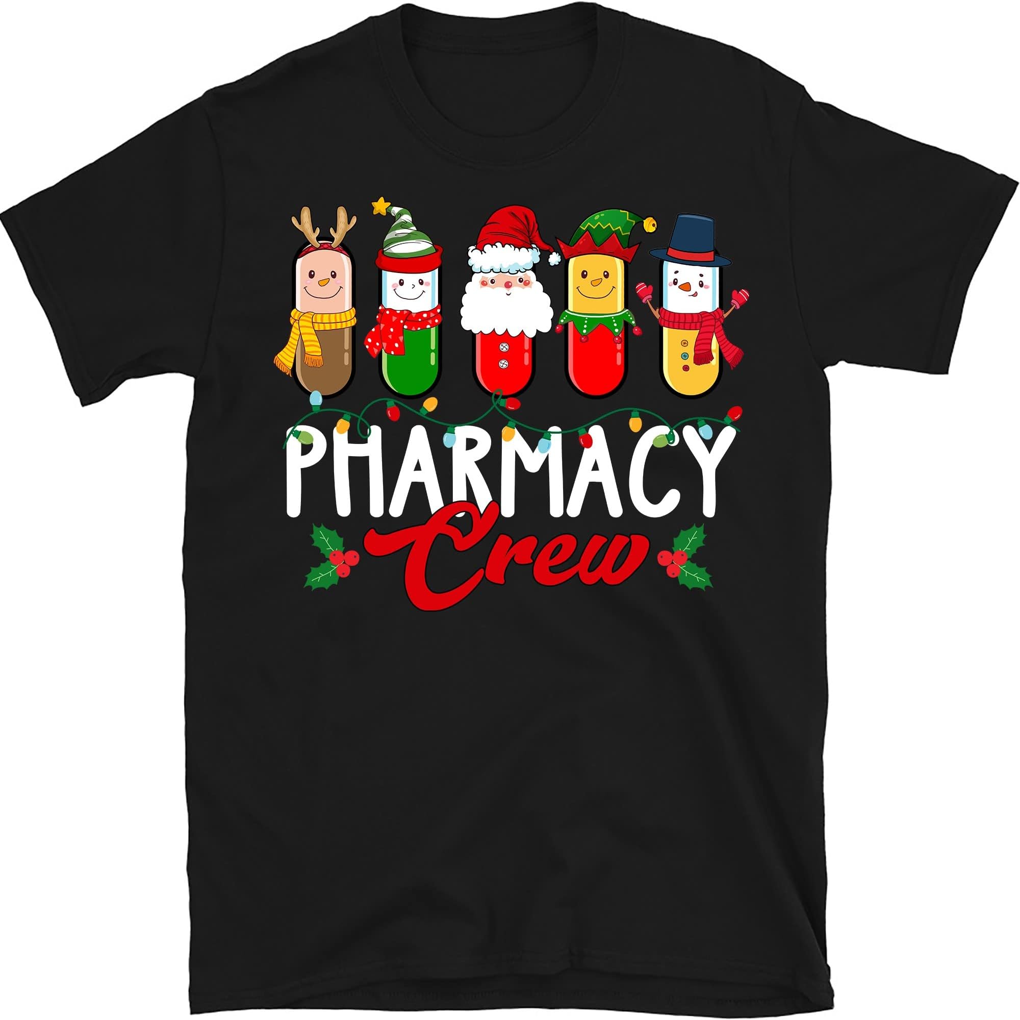 TEEDIYPharmacy Crew Shirt, Pharmacist Shirt, Pharmacy Technician Shirt, Christmas Shirt, Pharmacist Gift, Xmas Shirt - Black 3X-Large