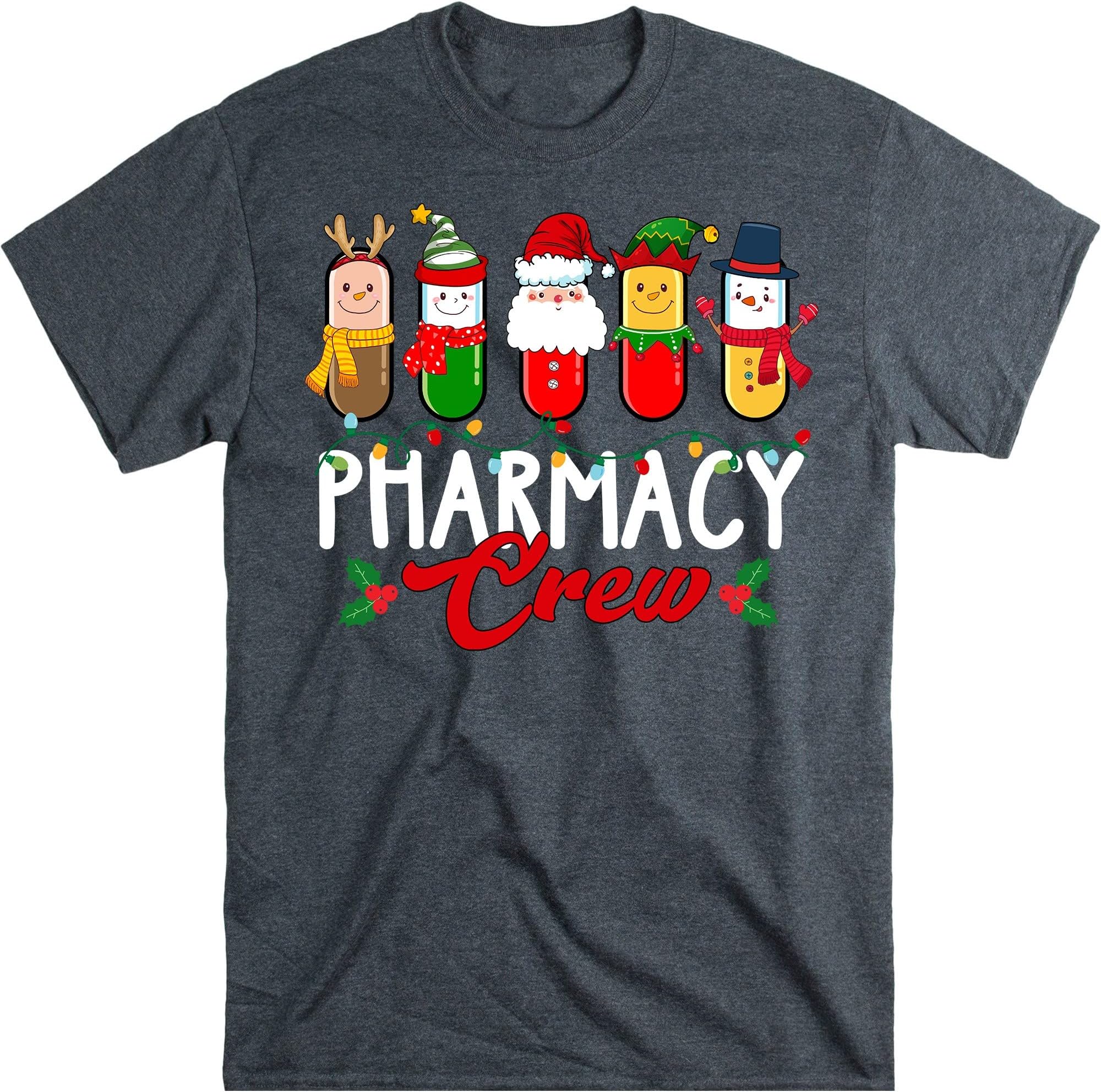 TEEDIYPharmacy Crew Shirt, Pharmacist Shirt, Pharmacy Technician Shirt, Christmas Shirt, Pharmacist Gift, Xmas Shirt - Dark Heather 4X-Large