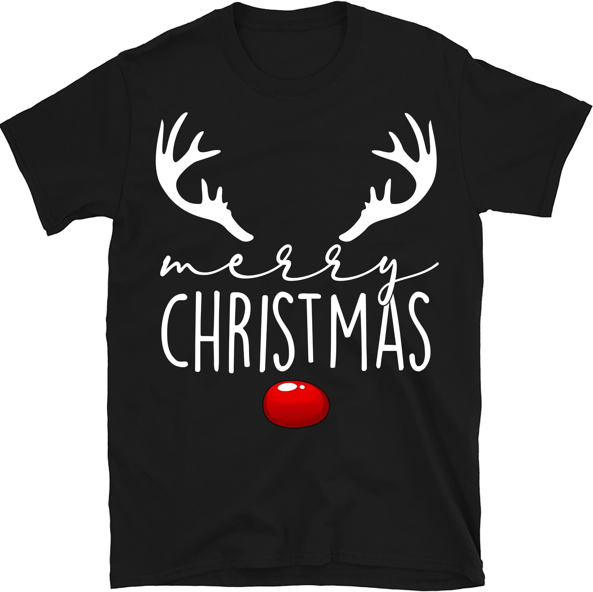 TEEDIYMerry Christmas Shirt, Christmas Family Shirt, Christmas Matching Shirt, Holiday Shirt, Shirts - Black XX-Large