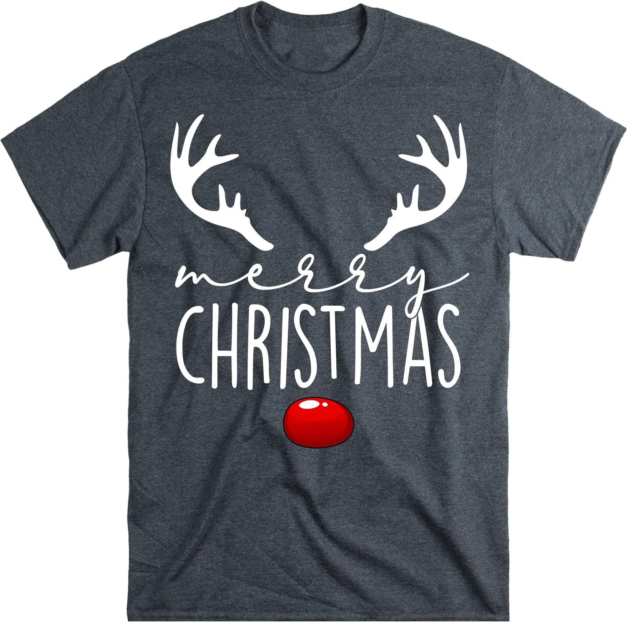 TEEDIYMerry Christmas Shirt, Christmas Family Shirt, Christmas Matching Shirt, Holiday Shirt, Shirts - Dark Heather Medium