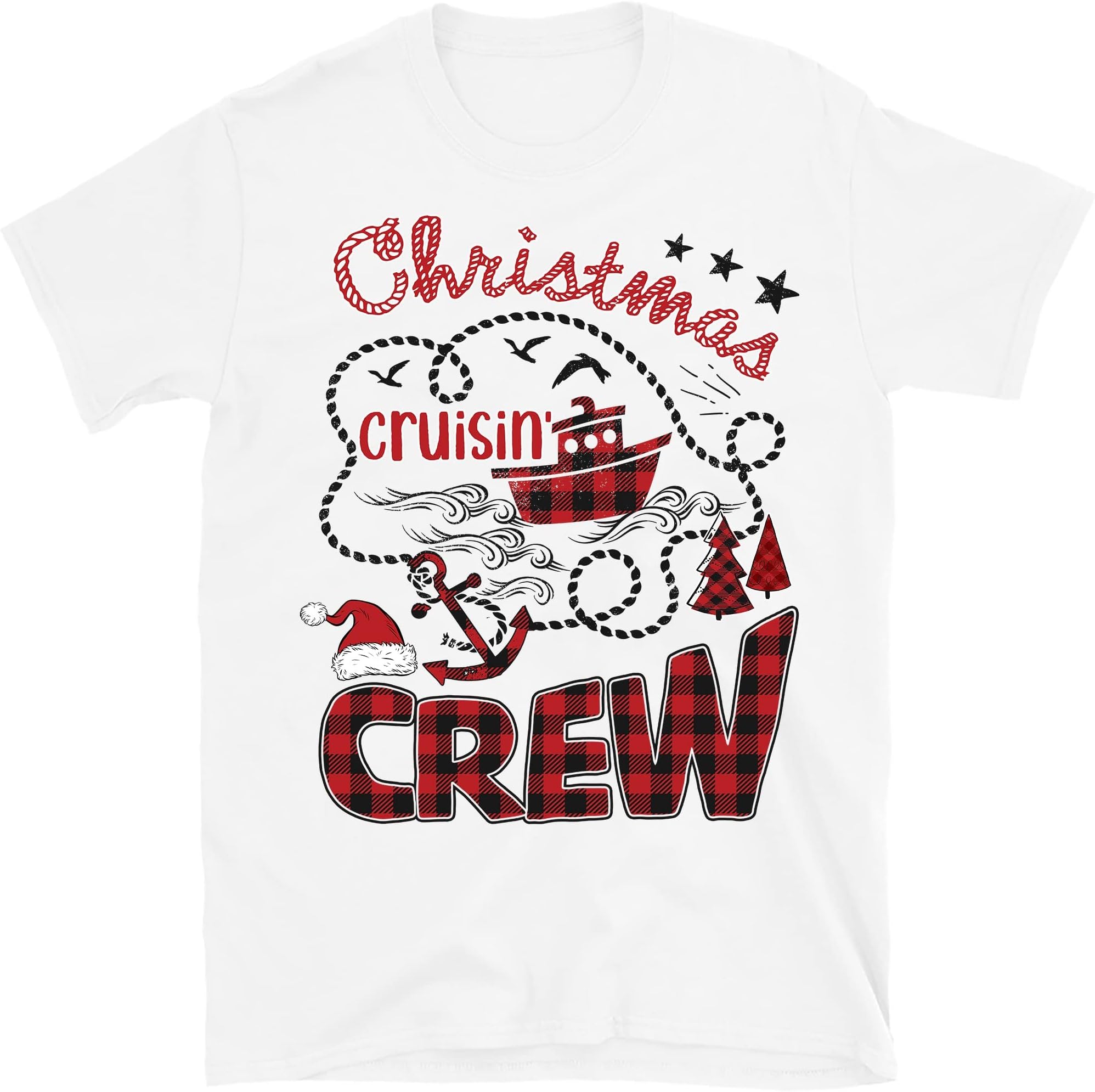TEEDIYChristmas Cruise Shirts, Christmas Cruisin Crew, Cruise Ship Vacation, Matching Family Shirts - White XX-Large