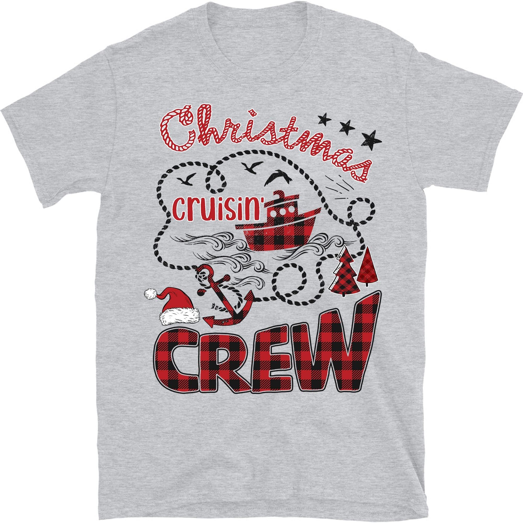 TEEDIYChristmas Cruise Shirts, Christmas Cruisin Crew, Cruise Ship Vacation, Matching Family Shirts - Sport Grey 3X-Large