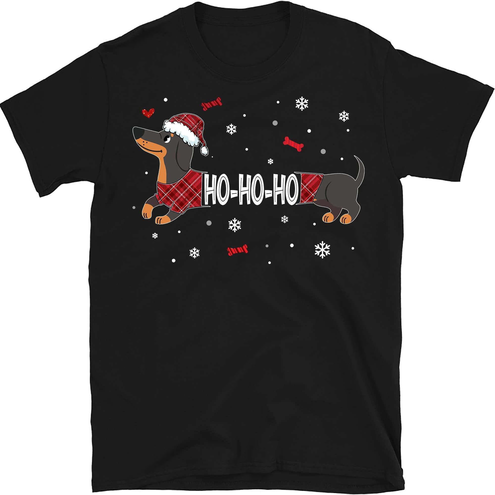 TEEDIYDachshund Christmas Shirt, Funny Cute Santa Reindeer Dachshund Shirt, Dachshund Lover Shirt, Dog Lover - Black 4X-Large