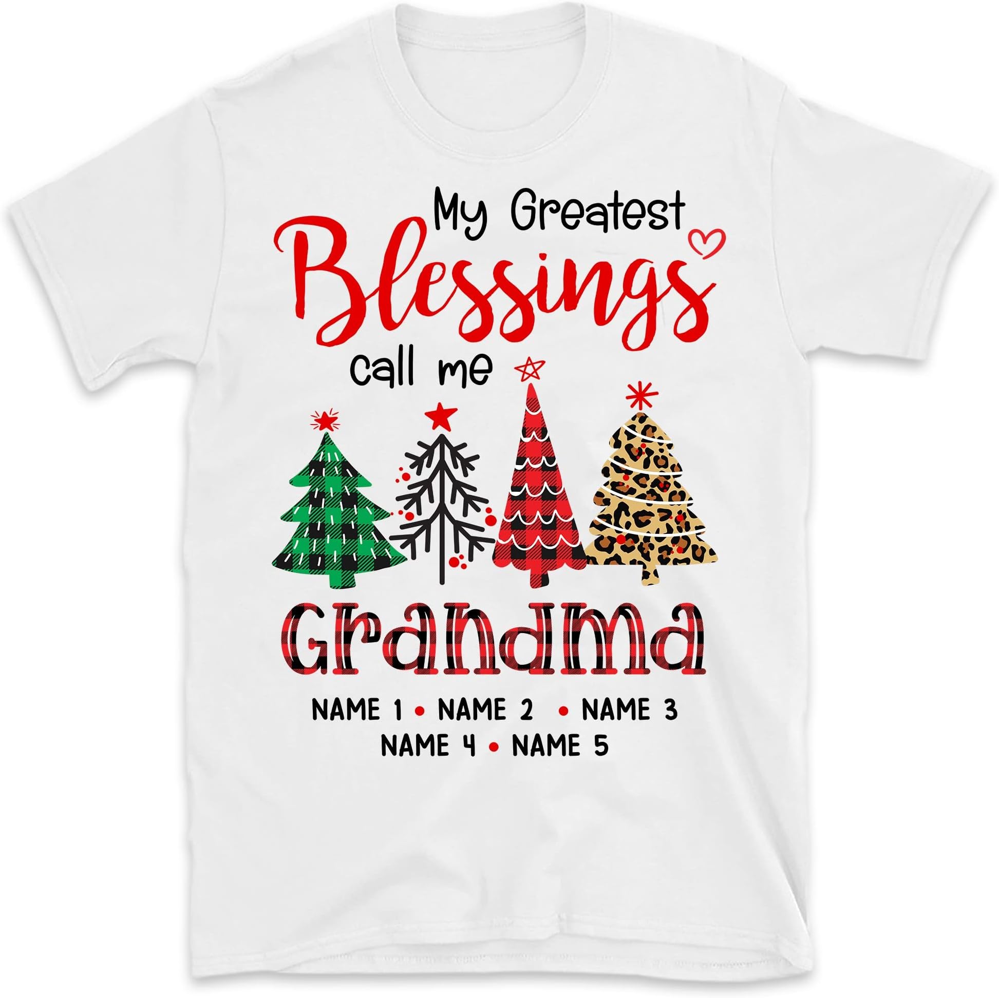 TEEDIYPersonalized My Greatest Blessings Call Me Grandma T-Shirt, Nana Shirt with Grandkid Names, Custom Grammy Christmas Shirt, Mimi Shirt with Names, Granny Xmas Shirt Multicolored